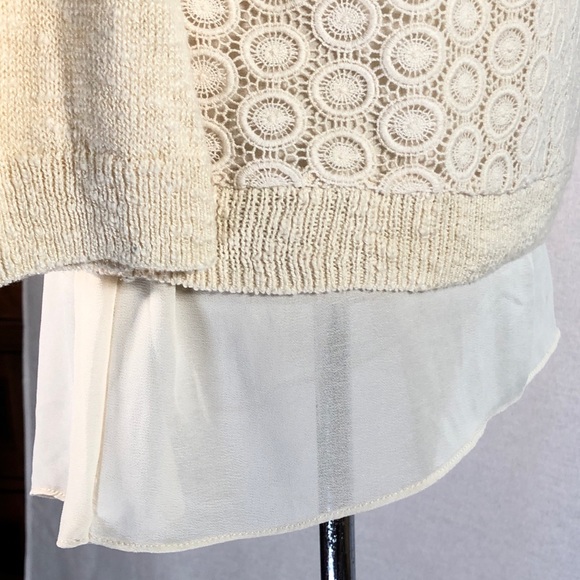 Lucky Brand Knit Top Tunic Open Back Reveals Sheer Fabric Generously Siz… - Picture 4 of 9